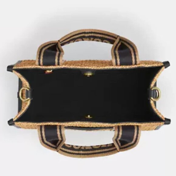 Coach Smith Tote 24 Small Leather Brown Straw Crossbody Bag CAL89 ORG PKG - Picture 10 of 11